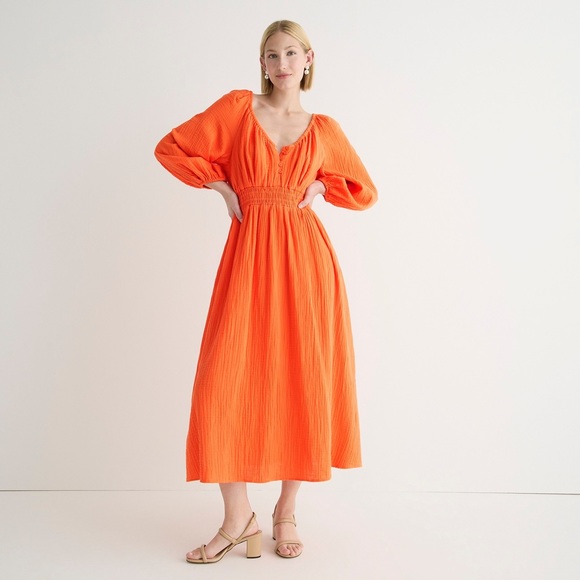 J.crew V-neck midi dress in soft gauze - Picture 2 of 4